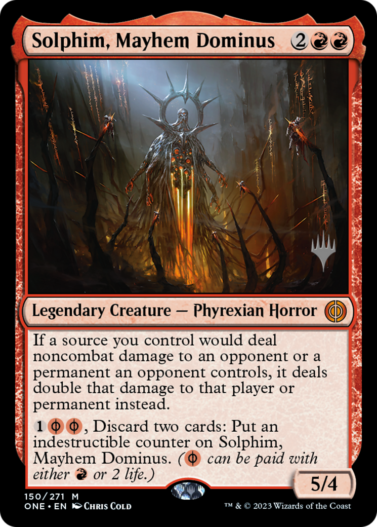 Solphim, Mayhem Dominus (Promo Pack) [Phyrexia: All Will Be One Promos] | Good Games Modbury