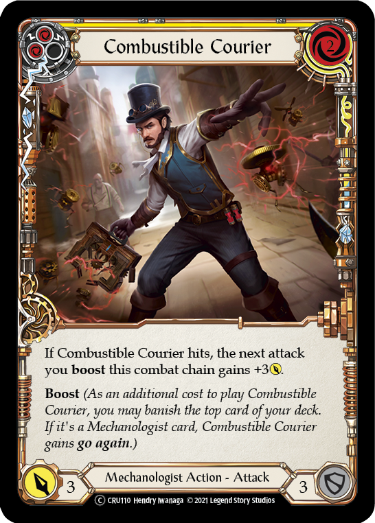 Combustible Courier (Yellow) [U-CRU110] (Crucible of War Unlimited)  Unlimited Rainbow Foil | Good Games Modbury