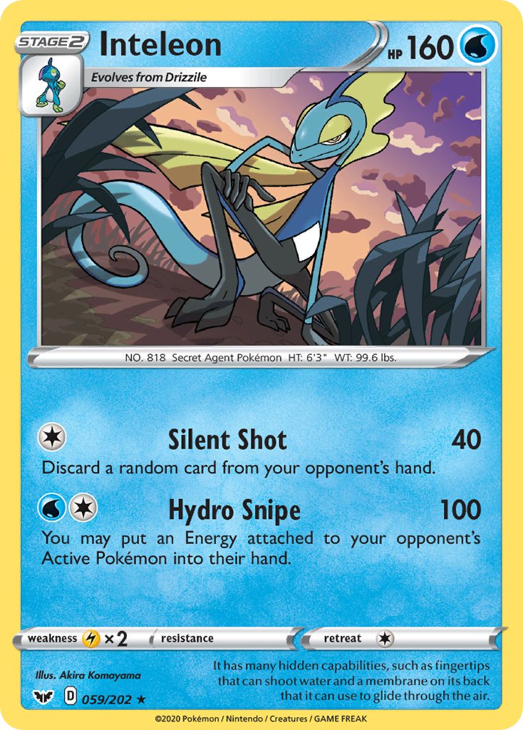 Inteleon (059/202) (Cracked Ice Holo) (Theme Deck Exclusive) [Sword & Shield: Base Set] | Good Games Modbury