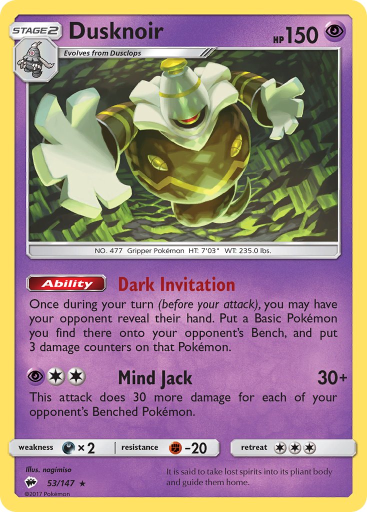 Dusknoir (53/147) (Theme Deck Exclusive) [Sun & Moon: Burning Shadows] | Good Games Modbury