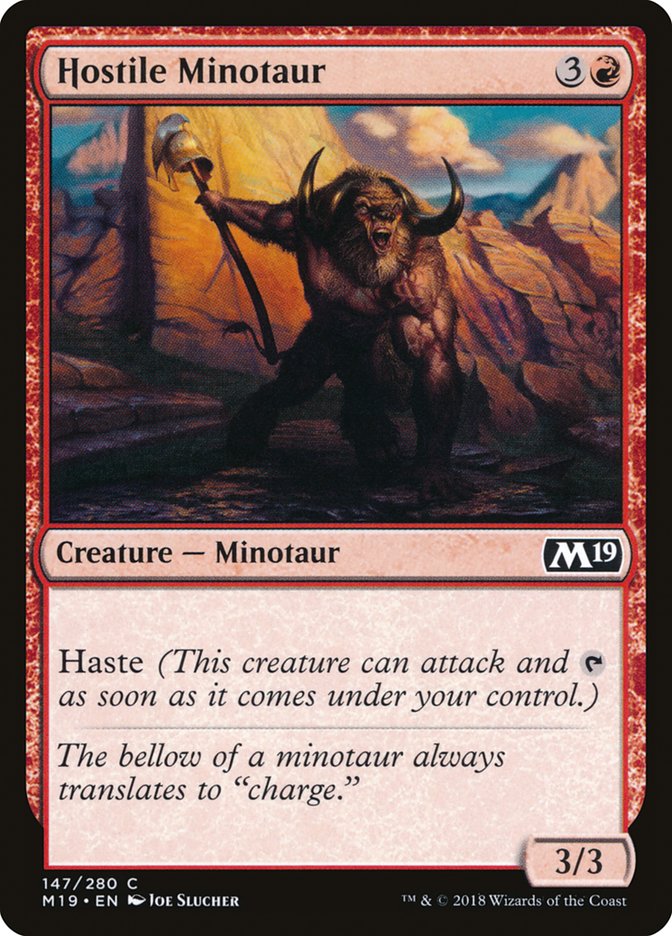 Hostile Minotaur [Core Set 2019] | Good Games Modbury