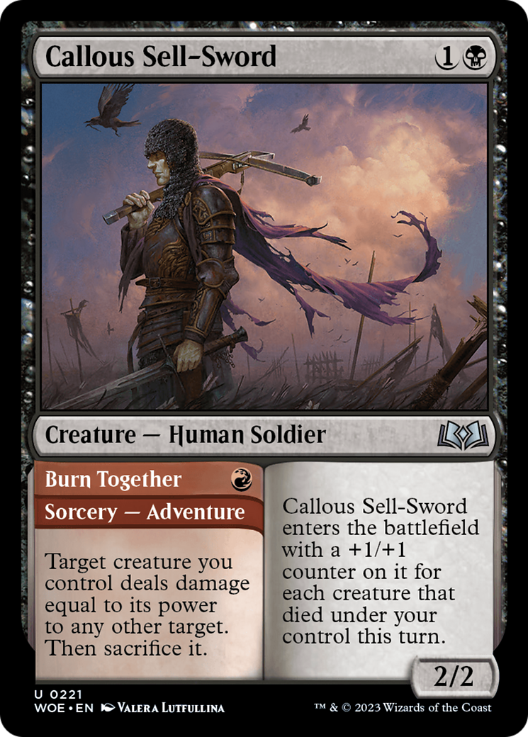 Callous Sell-Sword // Burn Together [Wilds of Eldraine] | Good Games Modbury