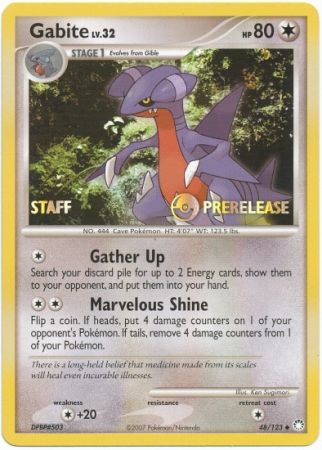 Gabite (48/123) (Staff Prerelease Promo) [Diamond & Pearl: Black Star Promos] | Good Games Modbury