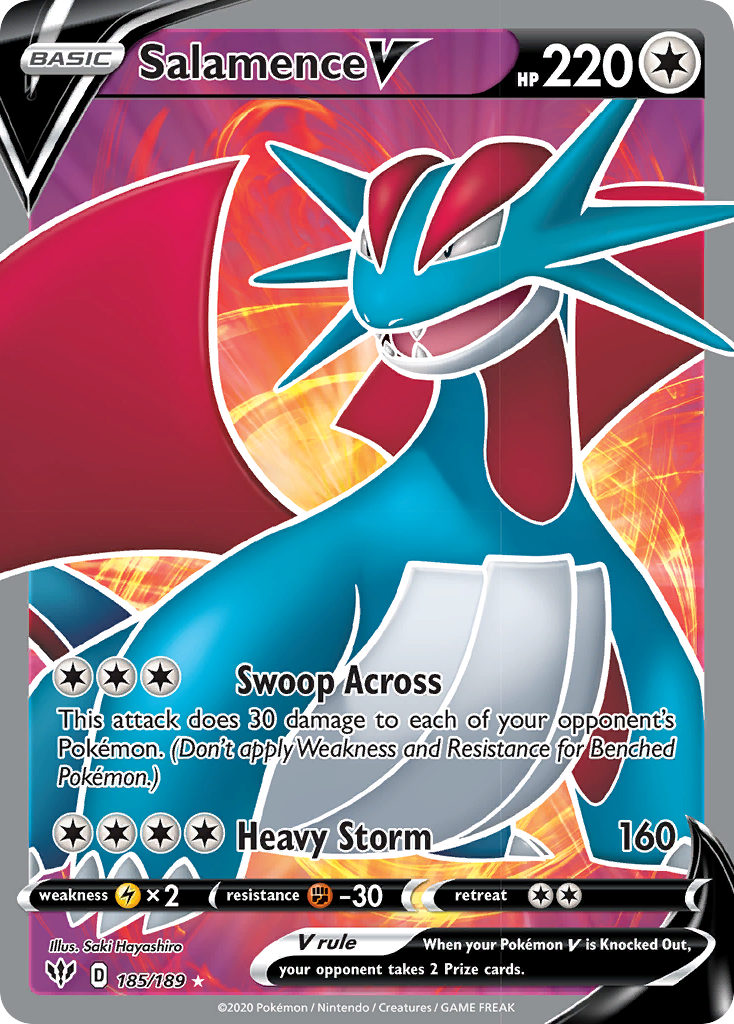 Salamence V (185/189) [Sword & Shield: Darkness Ablaze] | Good Games Modbury