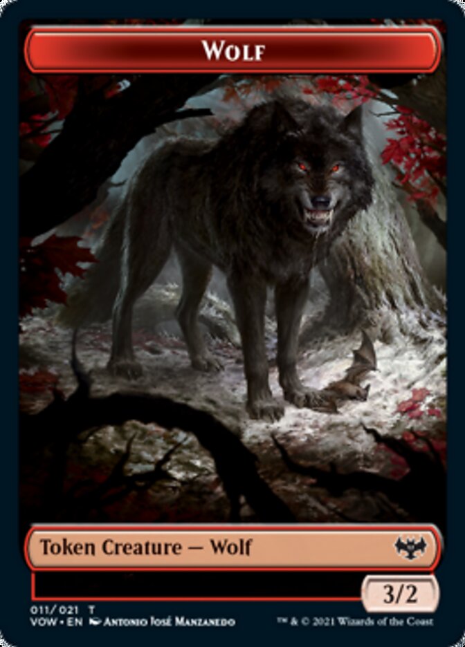 Wolf (011) // Human (010) Double-Sided Token [Innistrad: Crimson Vow Tokens] | Good Games Modbury