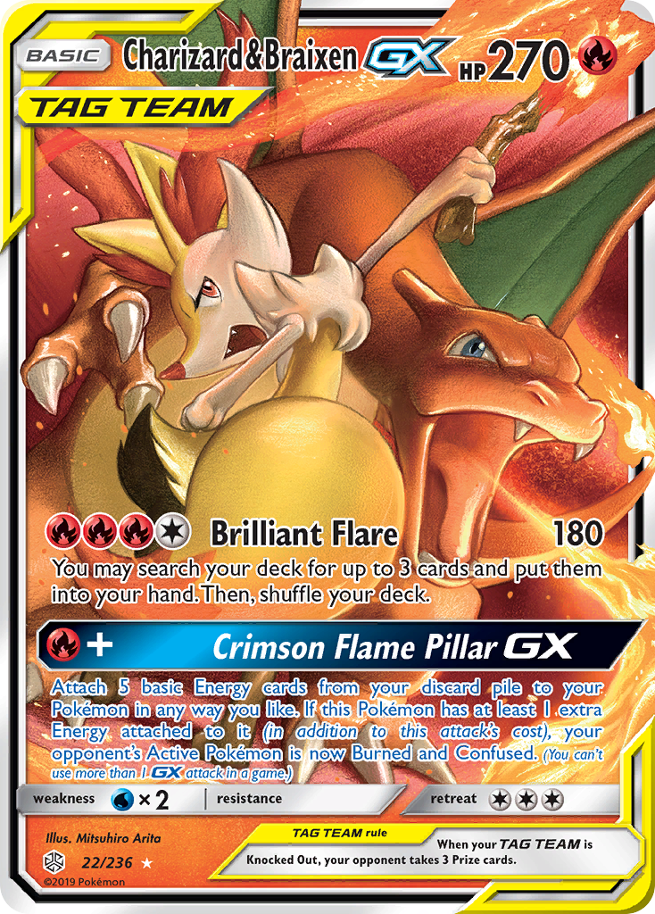 Charizard & Braixen GX (22/236) [Sun & Moon: Cosmic Eclipse] | Good Games Modbury