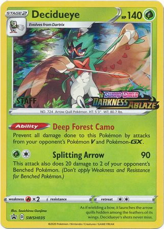 Decidueye (SWSH035) (Staff Prerelease Promo) [Sword & Shield: Black Star Promos] | Good Games Modbury