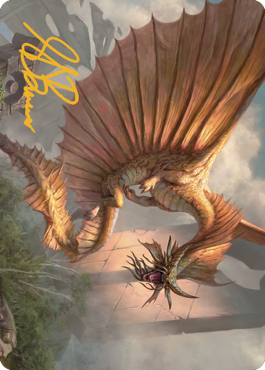 Ancient Gold Dragon Art Card (28) (Gold-Stamped Signature) [Commander Legends: Battle for Baldur's Gate Art Series] | Good Games Modbury