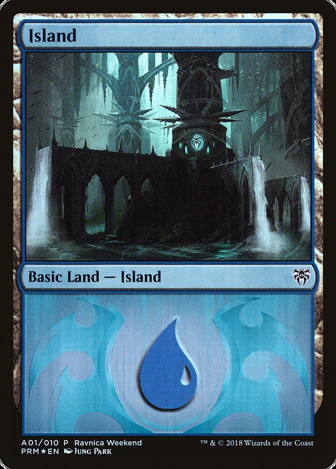 Island (A01) [Ravnica Allegiance Ravnica Weekend] | Good Games Modbury