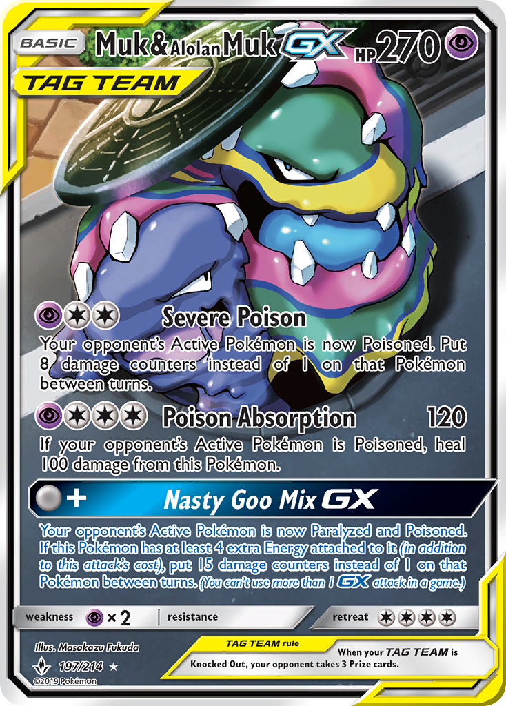 Muk & Alolan Muk GX (197/214) [Sun & Moon: Unbroken Bonds] | Good Games Modbury