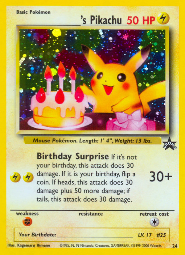 _____'s Pikachu (24) (Birthday Pikachu) [Wizards of the Coast: Black Star Promos] | Good Games Modbury