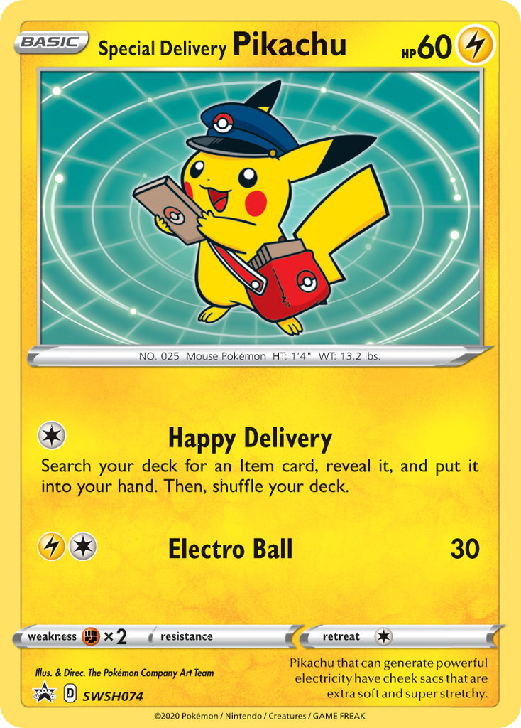 Special Delivery Pikachu (SWSH074) [Sword & Shield: Black Star Promos] | Good Games Modbury