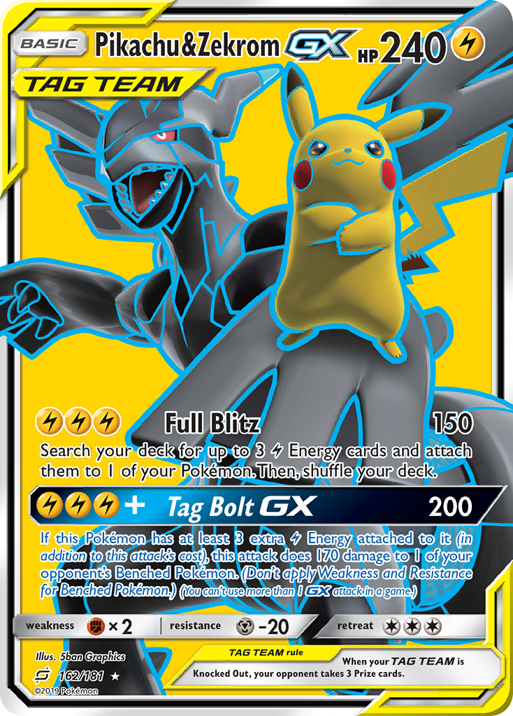 Pikachu & Zekrom GX (162/181) [Sun & Moon: Team Up] | Good Games Modbury