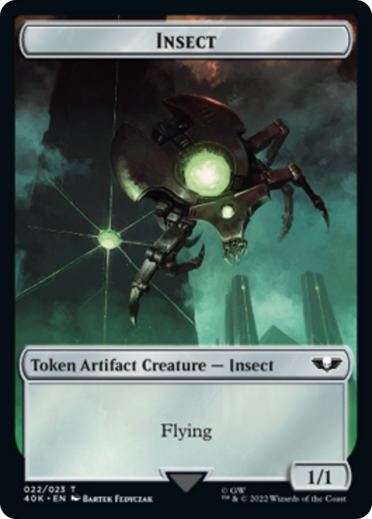 Necron Warrior // Insect Double-sided (Surge Foil) [Universes Beyond: Warhammer 40,000 Tokens] | Good Games Modbury