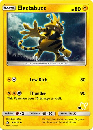 Electabuzz (43/156) (Pikachu Stamp #58) [Battle Academy 2020] | Good Games Modbury