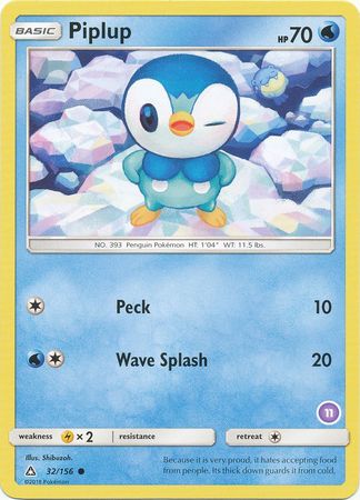 Piplup (32/156) (Deck Exclusive #11) [Sun & Moon: Trainer Kit - Alolan Sandslash] | Good Games Modbury