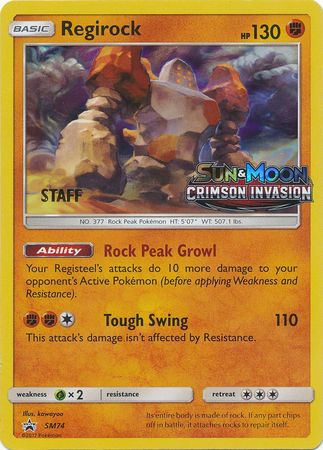 Regirock (SM74) (Staff Prerelease Promo) [Sun & Moon: Black Star Promos] | Good Games Modbury