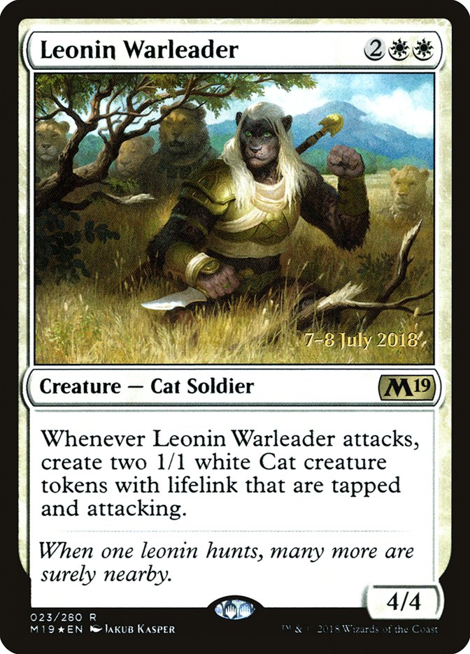 Leonin Warleader [Core Set 2019 Prerelease Promos] | Good Games Modbury