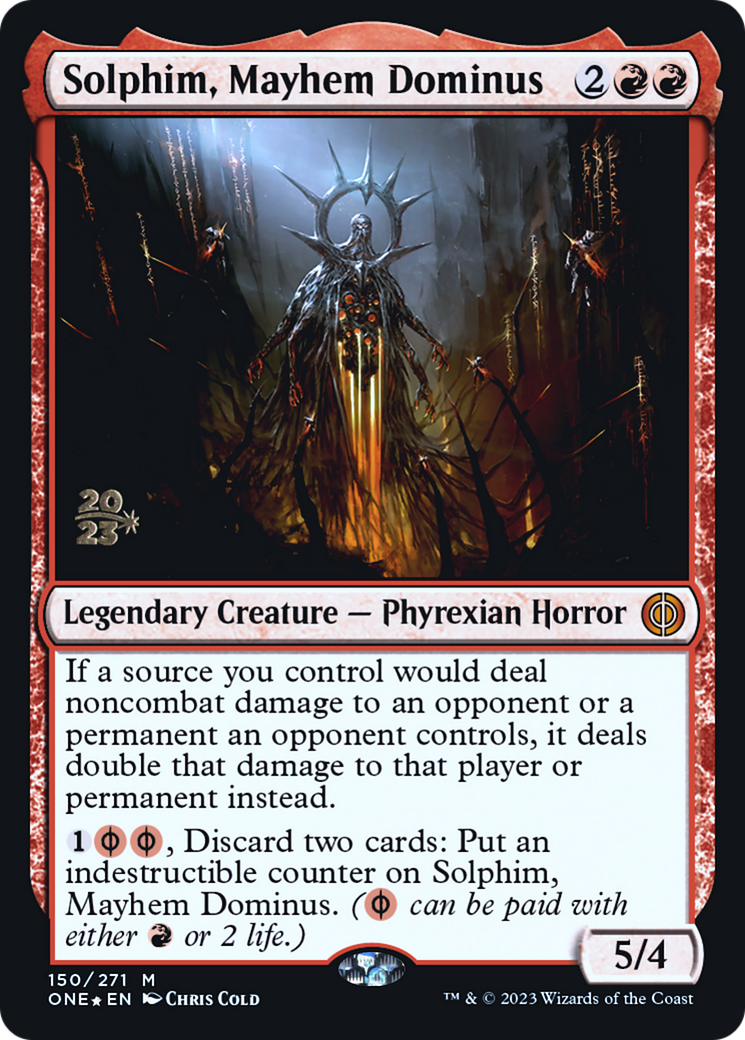 Solphim, Mayhem Dominus [Phyrexia: All Will Be One Prerelease Promos] | Good Games Modbury