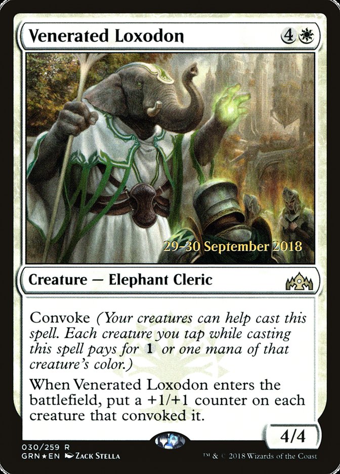 Venerated Loxodon [Guilds of Ravnica Prerelease Promos] | Good Games Modbury