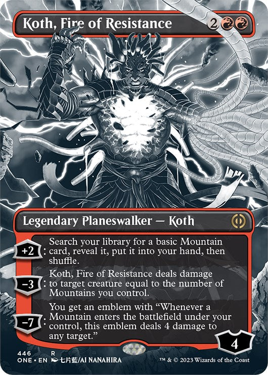 Koth, Fire of Resistance (Borderless Manga Step-and-Compleat Foil) [Phyrexia: All Will Be One] | Good Games Modbury