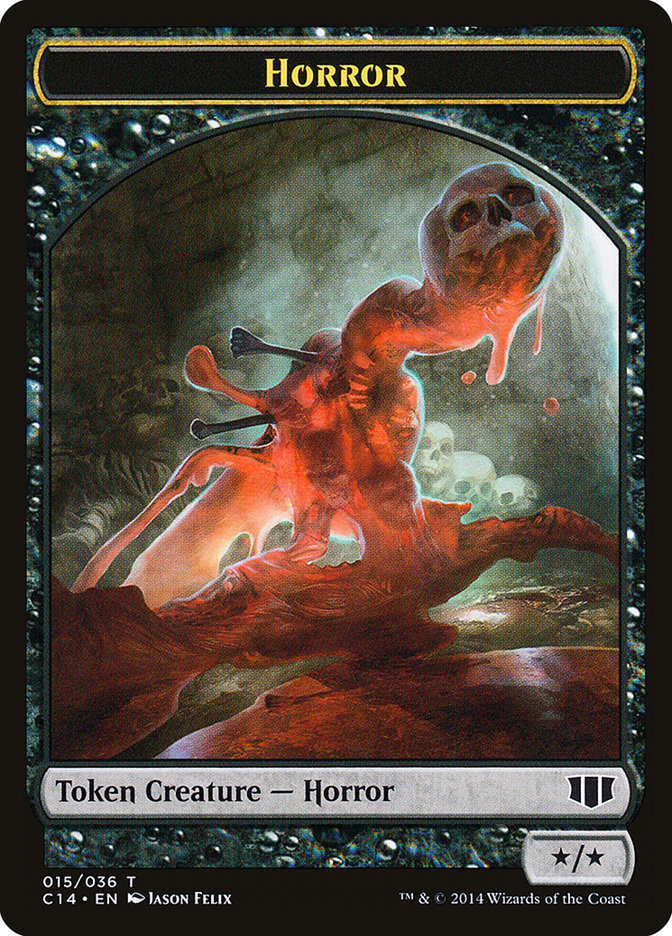 Horror // Zombie (016/036) Double-Sided Token [Commander 2014 Tokens] | Good Games Modbury