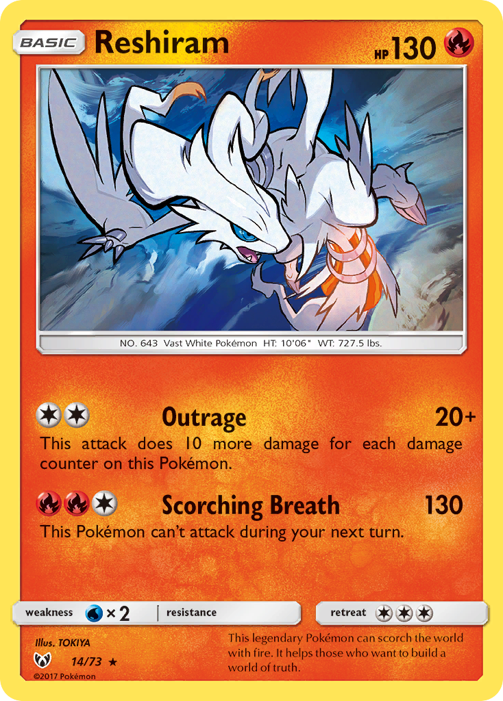 Reshiram (14/73) [Sun & Moon: Shining Legends] | Good Games Modbury