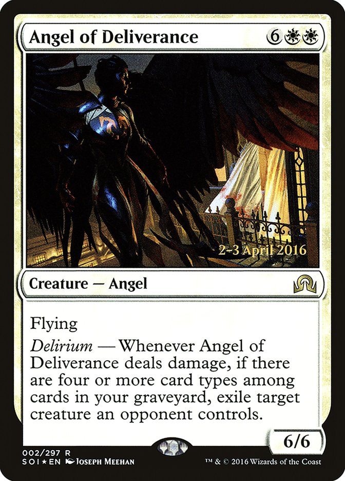 Angel of Deliverance [Shadows over Innistrad Prerelease Promos] | Good Games Modbury