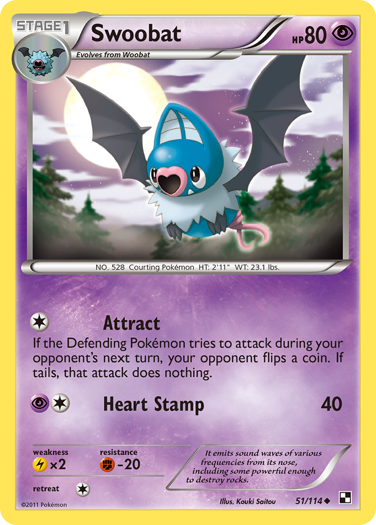 Swoobat (51/114) [Black & White: Base Set] | Good Games Modbury