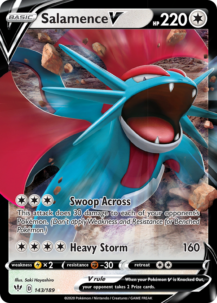 Salamence V (143/189) [Sword & Shield: Darkness Ablaze] | Good Games Modbury