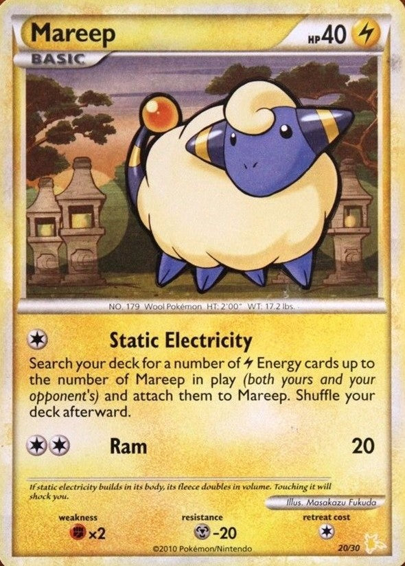 Mareep (20/30) [HeartGold & SoulSilver: Trainer Kit - Raichu] | Good Games Modbury