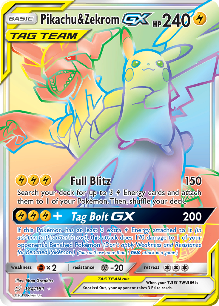 Pikachu & Zekrom GX (184/181) [Sun & Moon: Team Up] | Good Games Modbury