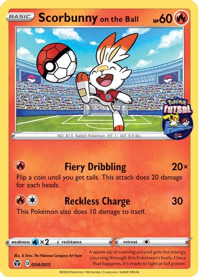 Scorbunny on the Ball (004/005) [Pokemon Futsal Collection] | Good Games Modbury