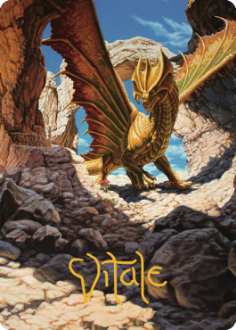 Ancient Brass Dragon Art Card (02) (Gold-Stamped Signature) [Commander Legends: Battle for Baldur's Gate Art Series] | Good Games Modbury