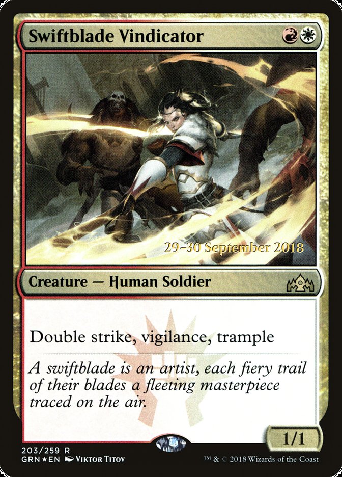 Swiftblade Vindicator [Guilds of Ravnica Prerelease Promos] | Good Games Modbury